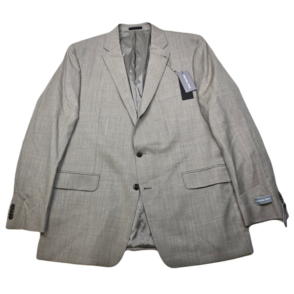 Michael Kors Sport Coat Mens 46L 46 Tan Classic Fit Stretch Natural Wool $450